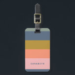 Stylish Modern Stripes in Pretty Earth Tones Name Luggage Tag<br><div class="desc">A simple stylish and colourful design of fun stripes in a cute earth tone colour palette of navy blue,  coral,  pink,  and green,  personalised with name or wording of your choice.</div>
