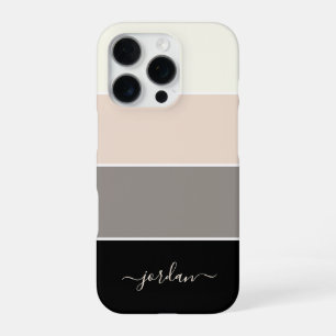 Stylish Modern Stripes Pattern with Name iPhone 16 Pro Case