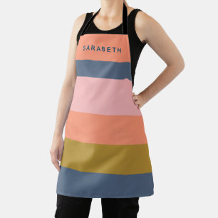 Stylish Modern Stripes Pretty Earth Tones Custom Apron