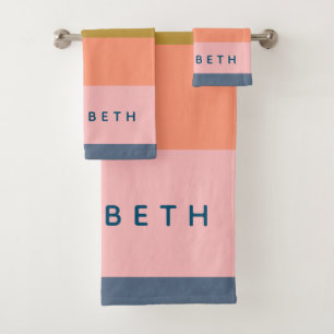 Stylish Modern Stripes Pretty Earth Tones Custom Bath Towel Set