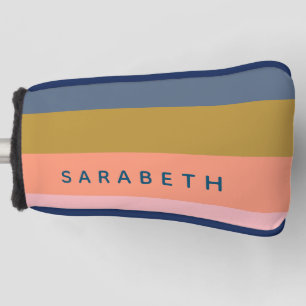 Stylish Modern Stripes Pretty Earth Tones Custom Golf Head Cover