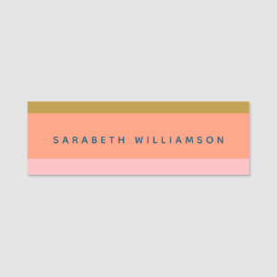Stylish Modern Stripes Pretty Earth Tones Custom Name Tag