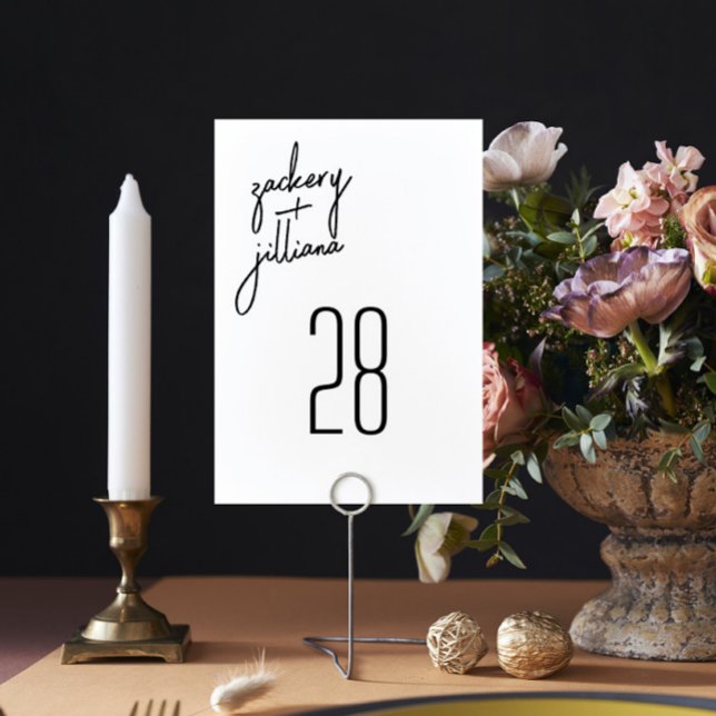 Stylish Modern Stylish Custom Names Wedding Table Number (Creator Uploaded)