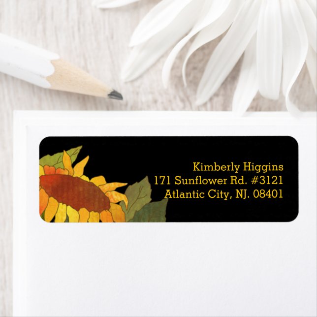 Stylish Modern Sunflower Black Address (Insitu)