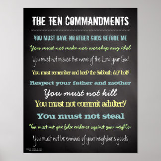 Stylish Modern Ten Commandments Sign