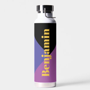 Stylish Modern Trendy Black Custom Name Water Bottle