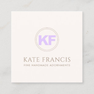 Stylish Modern Two Initial Monogram Square Business Card