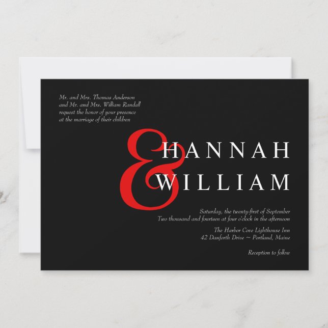 Stylish Modern Typography Wedding Invitations (Front)