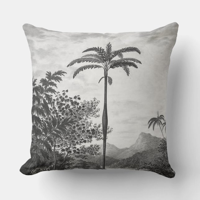 Stylish Modern Vintage Jungle Bohemian Black White Cushion (Front)
