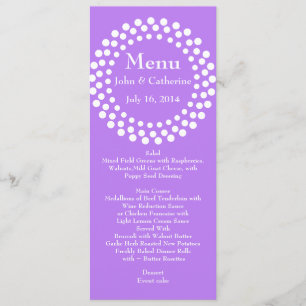 Stylish Modern Violet Wedding Table Menu