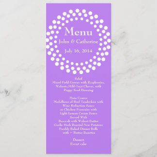 Stylish Modern Violet Wedding Table Menu