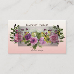 Stylish Modern Watercolor Flowers Business Card