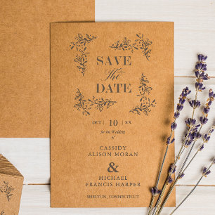 Stylish Modern Wedding Save Date Branches Frame Rubber Stamp