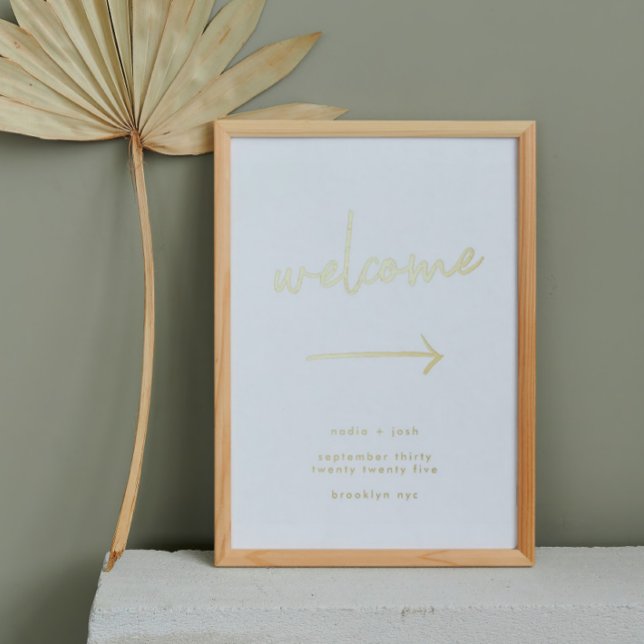 Stylish Modern White Direction Welcome Gold Foil Prints (Creator Uploaded)