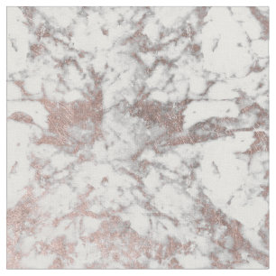 Stylish modern white faux rose gold elegant marble fabric