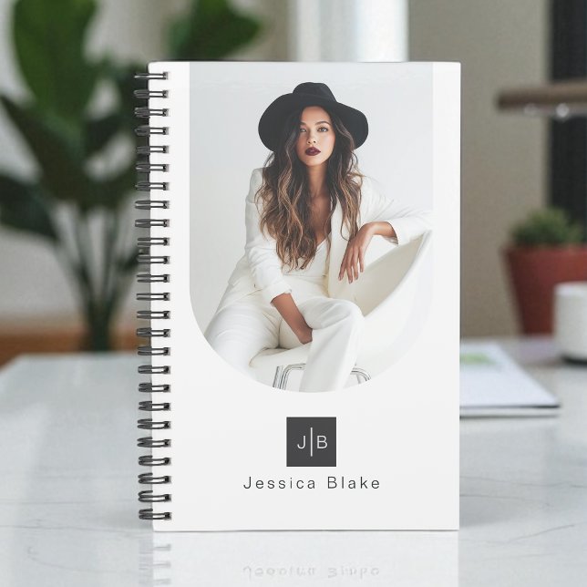 Stylish Modern Woman Entrepreneur Photo Monogram Planner (Creator Uploaded)