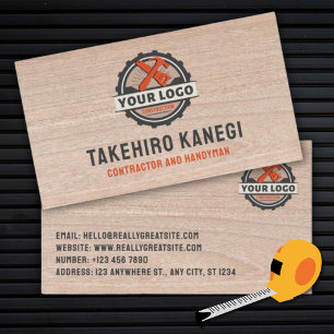 Stylish Modern Wood Construction Handyman Carpente Business Card