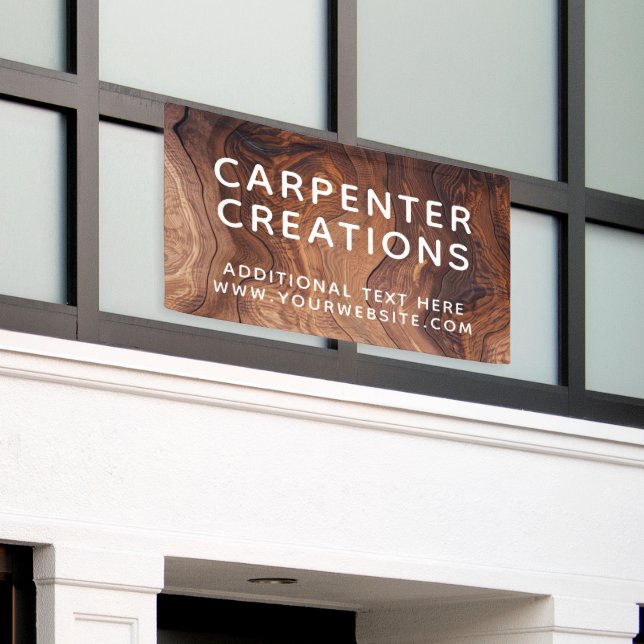 Stylish Modern Wooden Carpentry Construction Banner (Outside Building)