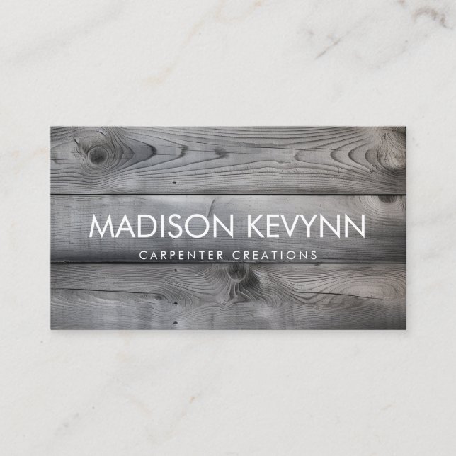 Stylish Modern Wooden Carpentry Construction Busin Business Card (Front)