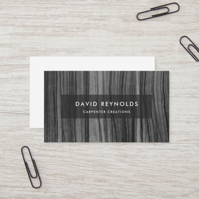 Stylish Modern Wooden Carpentry Construction Busin Business Card (Front/Back In Situ)