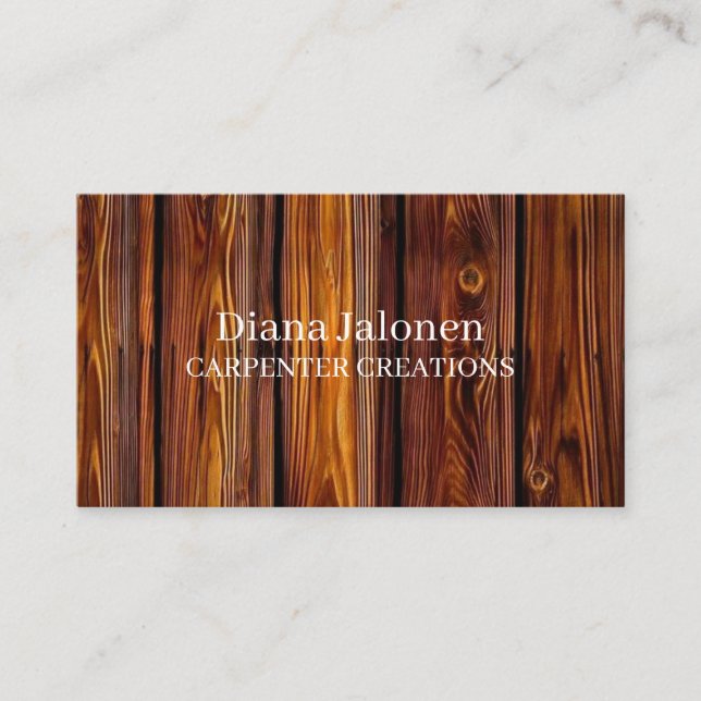 Stylish Modern Wooden Carpentry Construction Busin Business Card (Front)