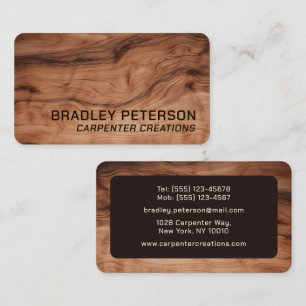 Stylish Modern Wooden Carpentry Construction Busin Business Card
