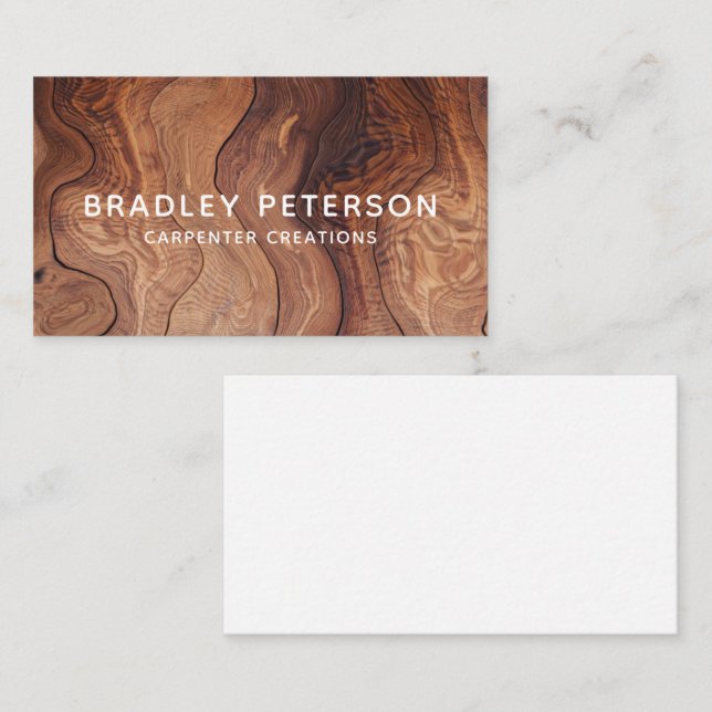 Stylish Modern Wooden Carpentry Construction Business Card (Front/Back)