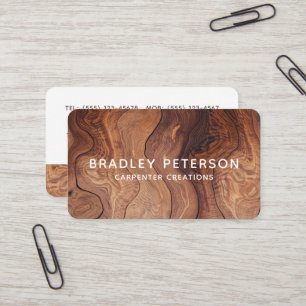 Stylish Modern Wooden Carpentry Construction Business Card