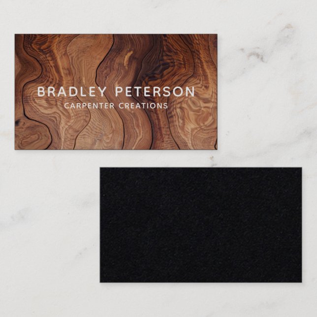 Stylish Modern Wooden Carpentry Construction Business Card (Front/Back)