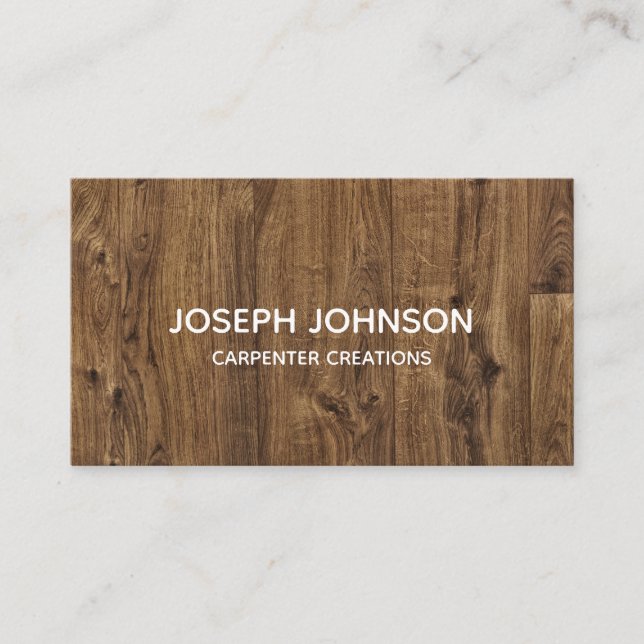Stylish Modern Wooden Carpentry Construction Business Card (Front)