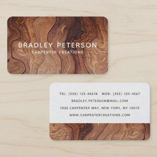 Stylish Modern Wooden Carpentry Construction Business Card
