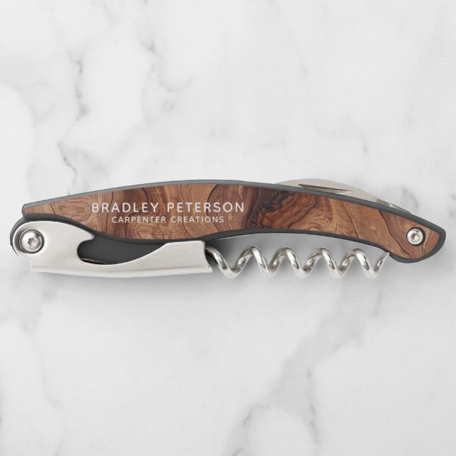 Stylish Modern Wooden Carpentry Construction Corkscrew (Front)