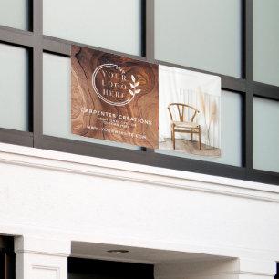 Stylish Modern Wooden Carpentry Logo Photo Banner