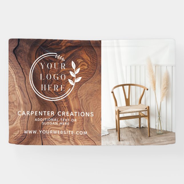 Stylish Modern Wooden Carpentry Logo Photo Banner (Horizontal)