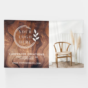 Stylish Modern Wooden Carpentry Logo Photo Banner