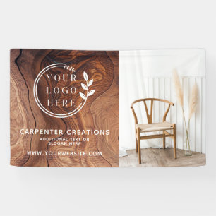 Stylish Modern Wooden Carpentry Logo Photo Banner