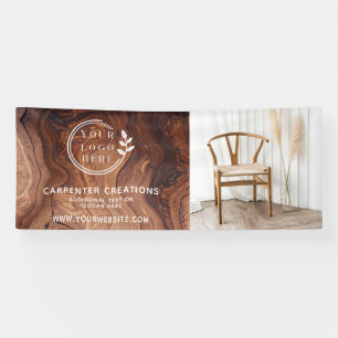 Stylish Modern Wooden Carpentry Logo Photo Banner