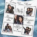 Stylish MOM Personalised Monogram 5 Photo Collage Fleece Blanket<br><div class="desc">Surprise mum this mothers day with a personalised 5 photo unique mother poem & monogram blanket. " Love You More" - "Always My Mother, Forever My Friend" Personalise this mum blanket with favourite photos, message and name.. Visit our collection for the best mum mother's day gifts and personalised mum gifts....</div>