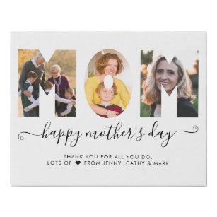 Stylish MOM Photo Collage Happy Mother's Day Faux Canvas Print
