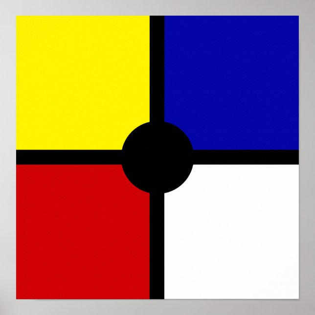 Stylish Mondrian Inspired Art & Basic Colours Poster (Front)