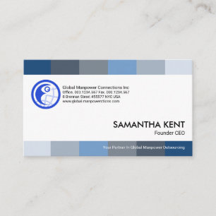 Stylish Monochrome Blue Stripes Manpower Business Card