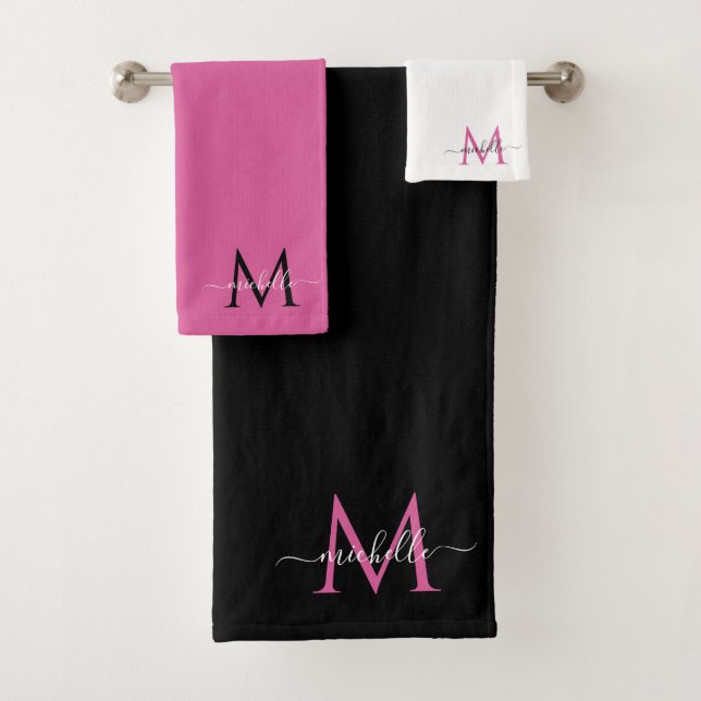 Stylish Monogram and name Bath Towel Set (Insitu)