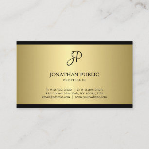 Stylish Monogram Black And Gold Attractive Plain Business Card