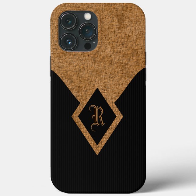 Stylish Monogram Black and Tan Background Elegant Case-Mate iPhone Case (Back)