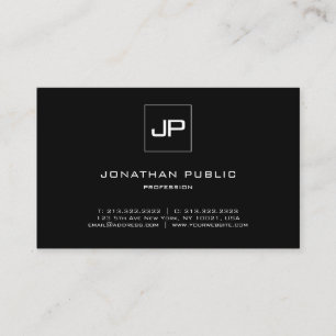 Stylish Monogram Black White Plain Professional Business Card