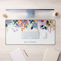 Stylish Monogram Blue Purple Watercolor floral
