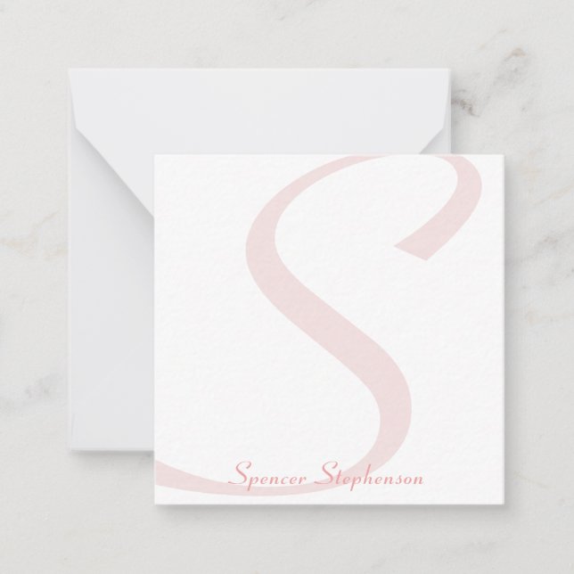 Stylish Monogram Blush Pink Minimalist Card (Front)