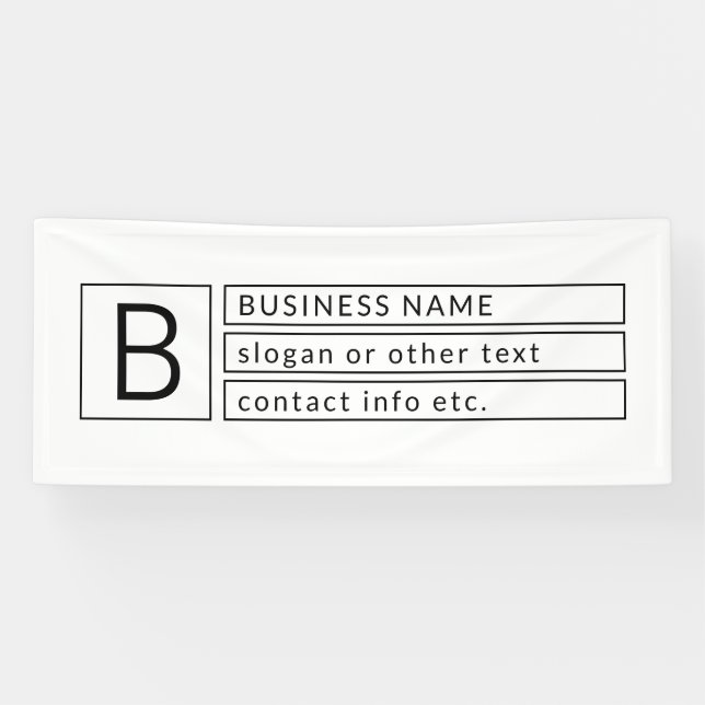 Stylish Monogram & Business Name (or other text) Banner (Horizontal)
