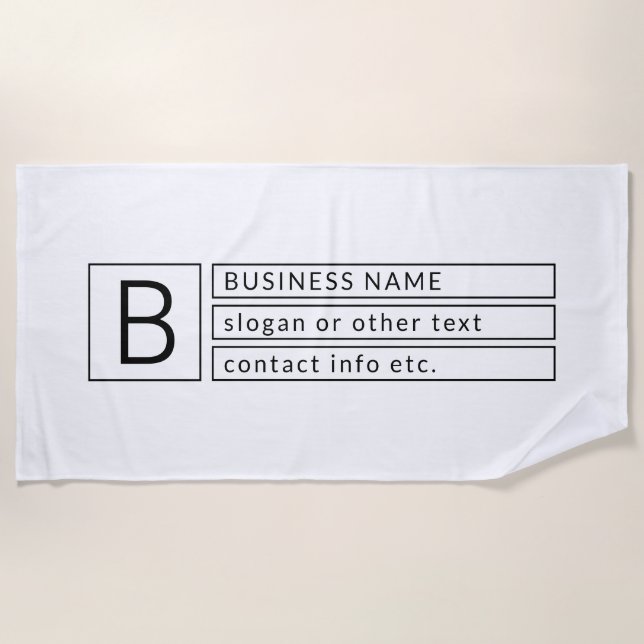 Stylish Monogram & Business Name (or other text) Beach Towel (Front)