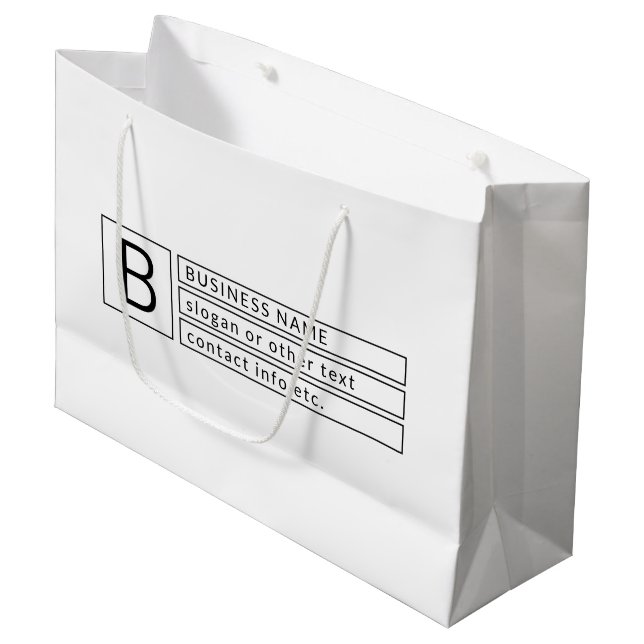 Stylish Monogram & Business Name (or other text) Large Gift Bag (Front Angled)